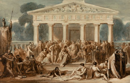 Hypatia-Teaching-Alexandria-watercolour-paper-Robert-Trewick